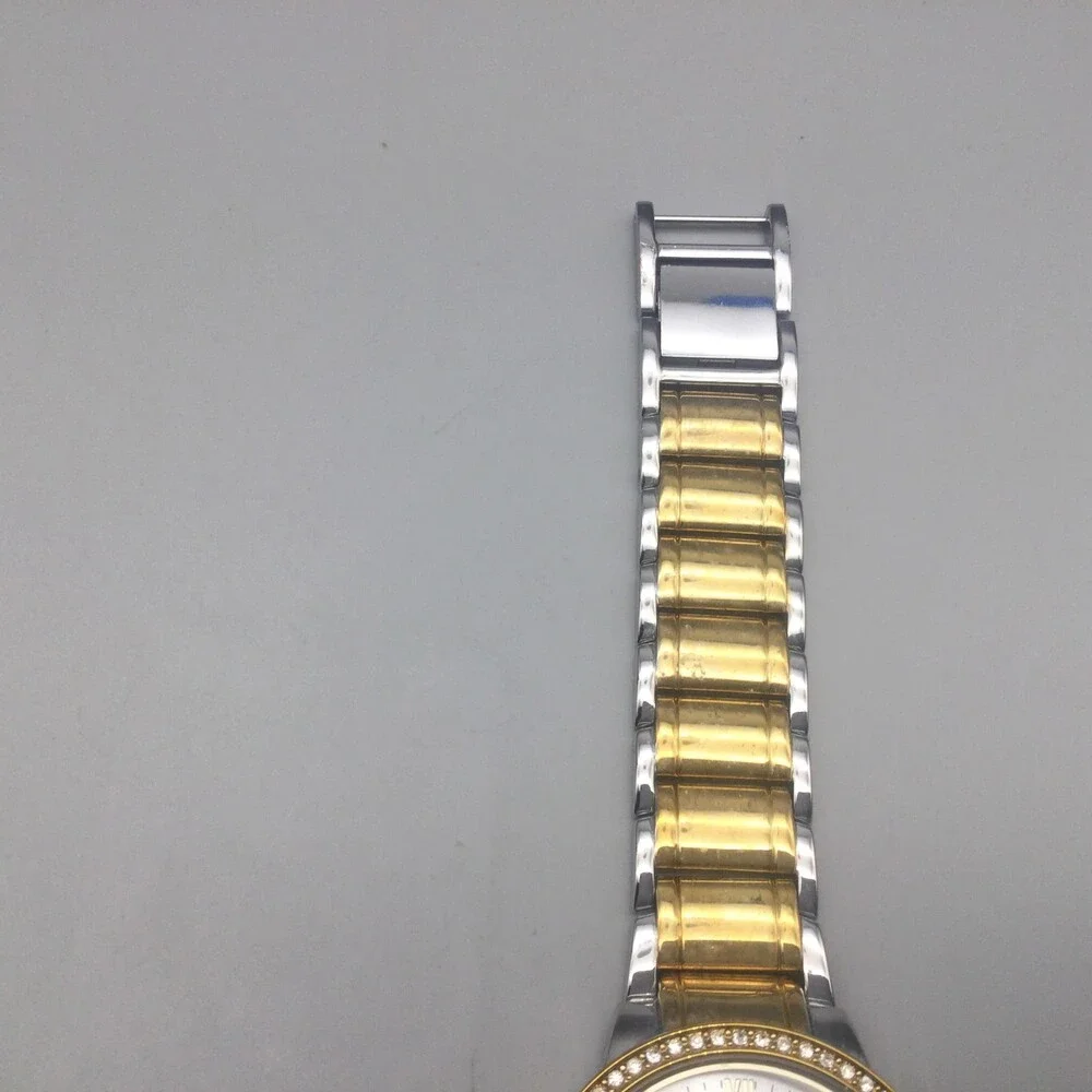 Armitron Now Womens Watch 34mm Two Tone Crystals Day Date New Battery 6.5